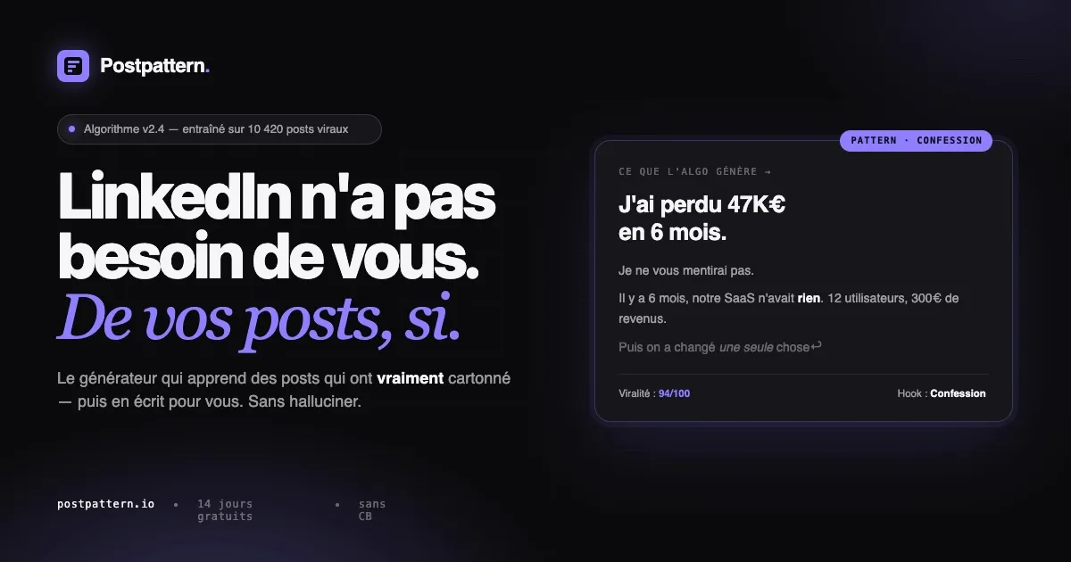 PostPattern — génération de posts LinkedIn par IA