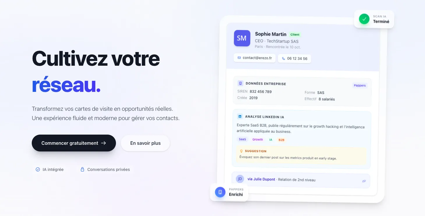 eRezo — CRM de networking intelligent